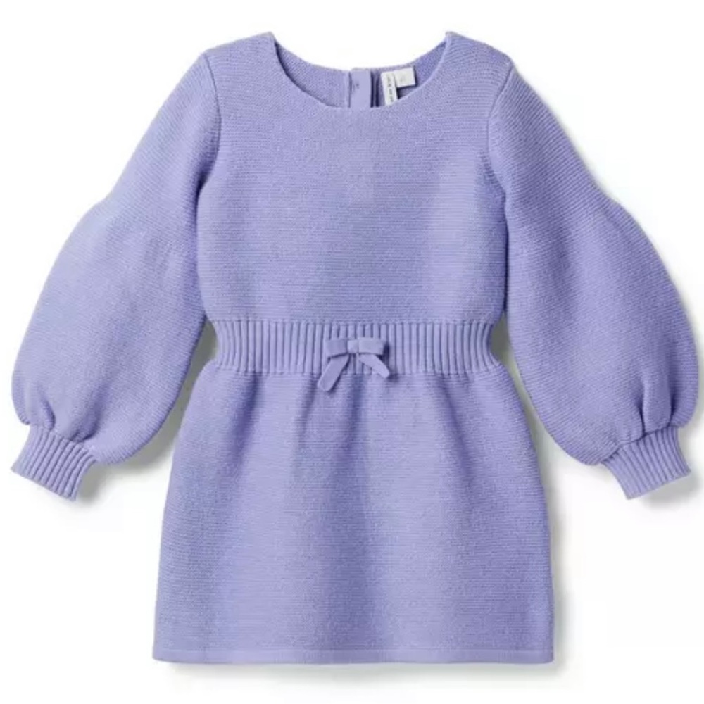NWT Janie & Jack Luxury Purple Puffsleeve Sweater Dress - 18-24 Months-Adorable!